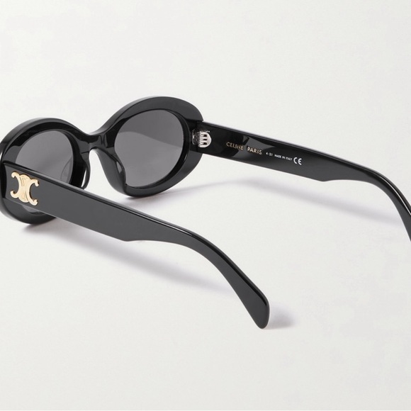 CELINE Triomphe oval-frame acetate sunglasses - Black - Picture 2 of 10